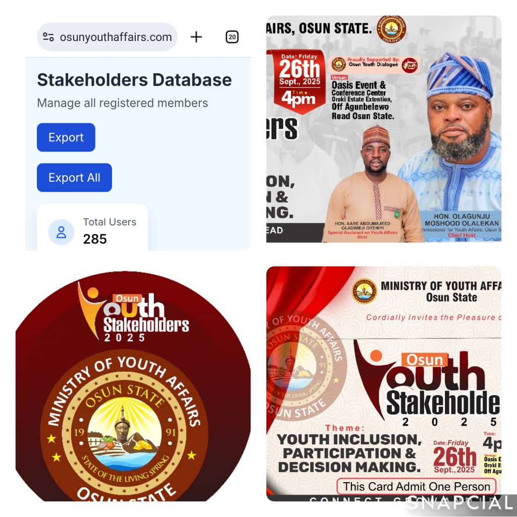 OSUN YOUTH STAKEHOLDERS 2025: Important Update for Selected Participants